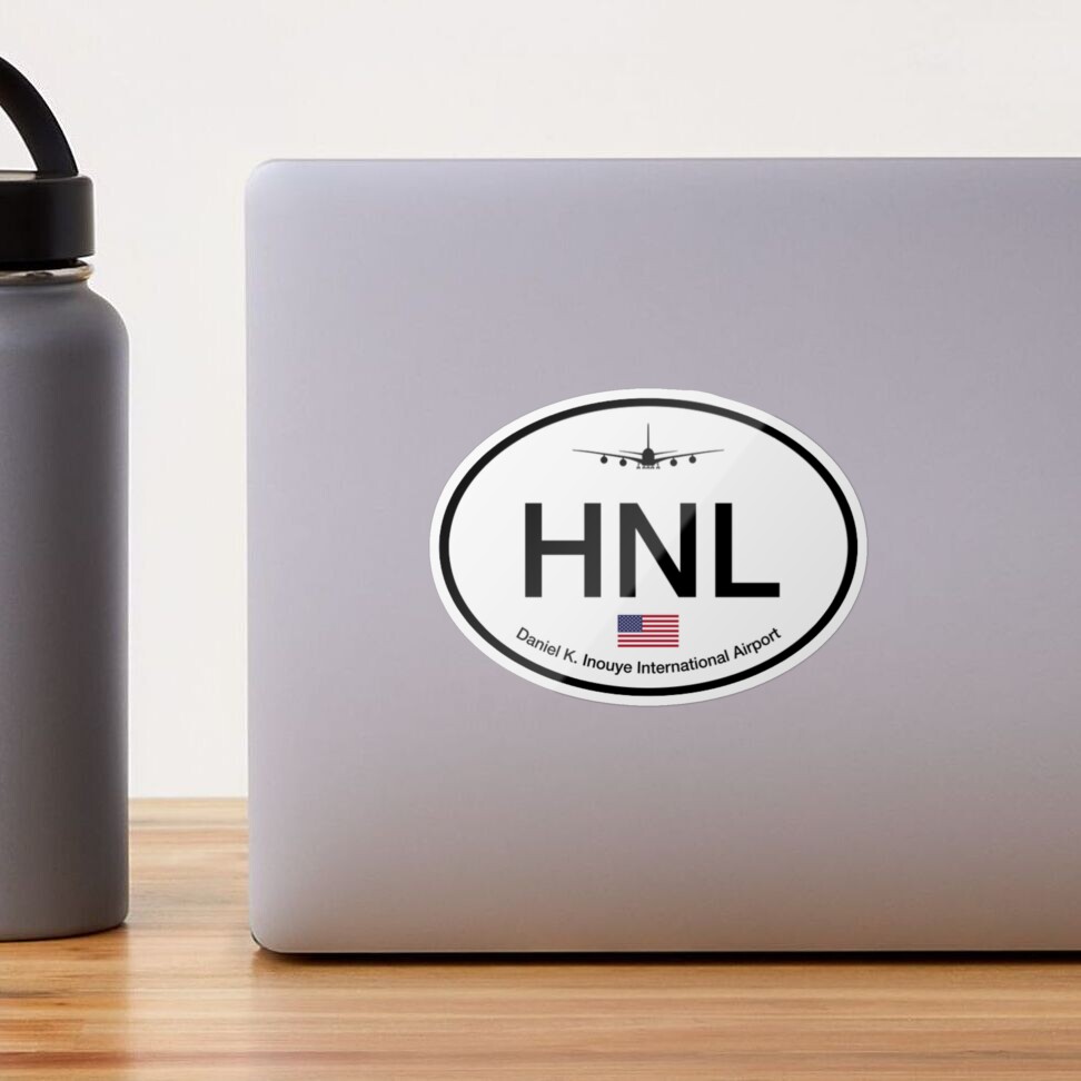 Honolulu HNL Airport Code Sticker - 3 Inch Vinyl Decal For Laptop & Water Bottle