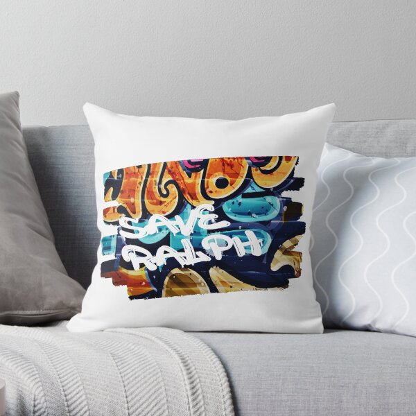 SAVE RALPH Painted As Graffiti On A Wall Throw Pillow