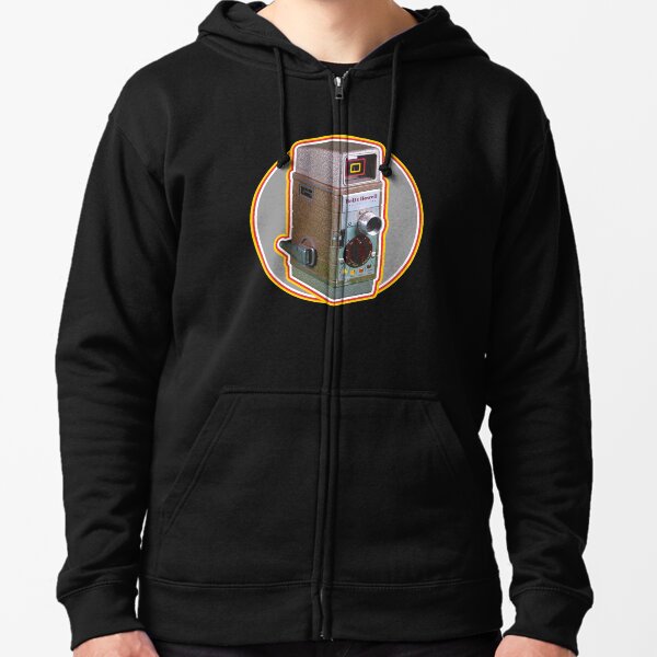 Vintage 8MM Home Movie Cameras: Bell and Howell 8MM Home Movie Camera (Gray Circle) Zipped Hoodie