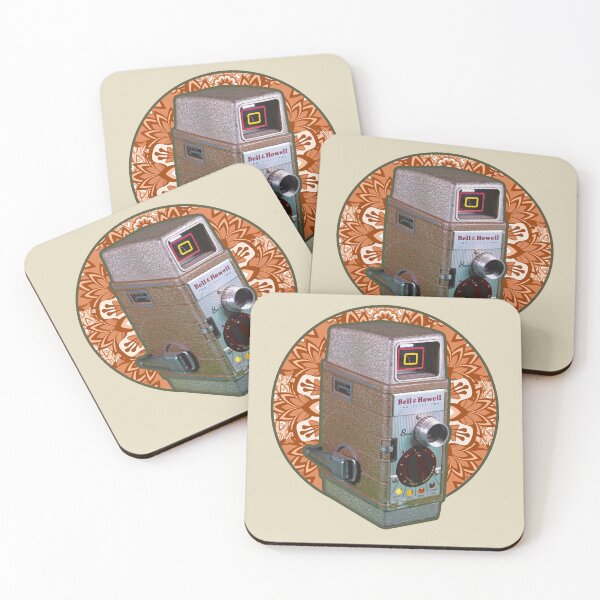 Item preview, Vintage 8MM Home Movie Cameras: Bell and Howell 8MM Home Movie Camera (Vintage Orange Wallpaper Circle) designed and sold by GraffitiSoup.