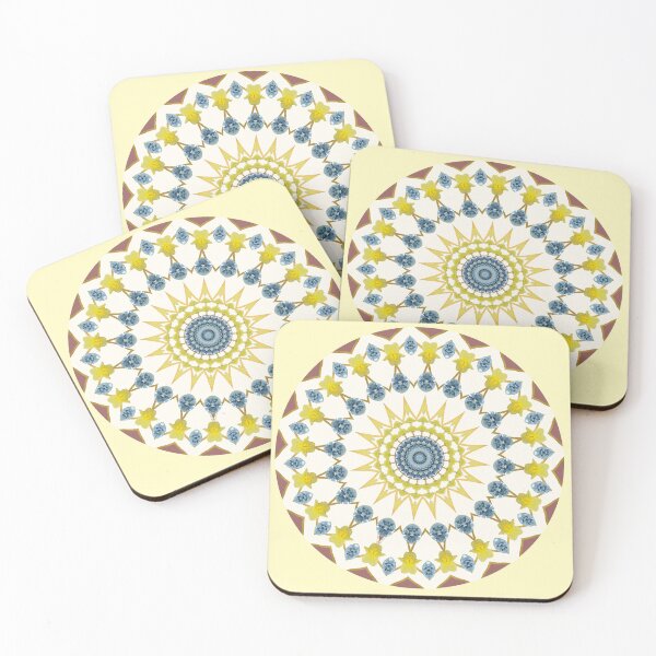 Item preview, March Birthday Aquamarine Birthstone & Daffodil Flower Mandala designed and sold by TrendyArtPrints.