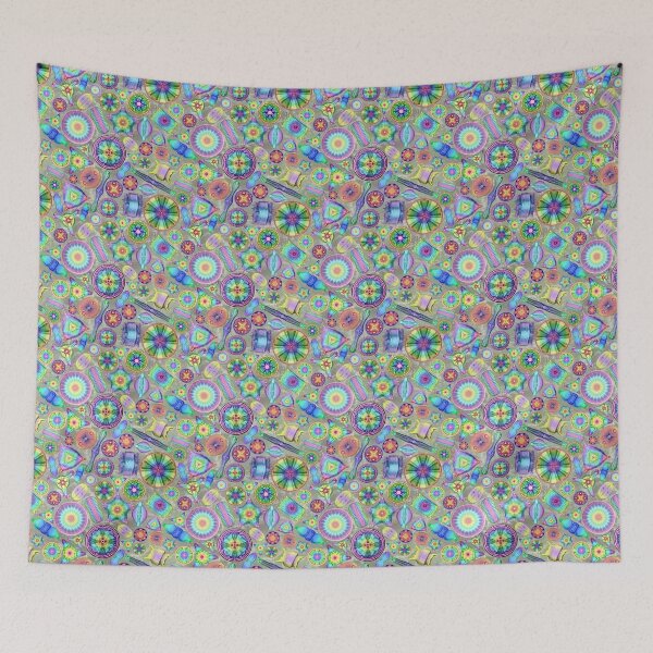 Item preview, Ernst Haeckel Rainbow Diatoms on Green Waves designed and sold by aimeewilson.