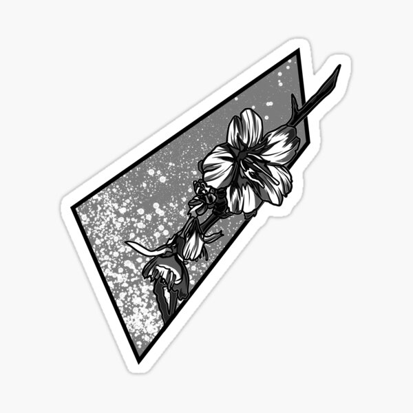 Black and White Cherry Blossom Design Sticker