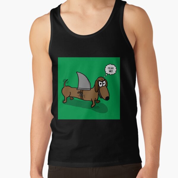 Wiener Dog with a Shark Fin Tank Top