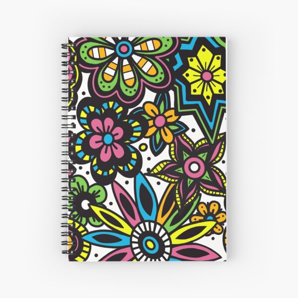 Rainbow Flower Print Spiral Notebook