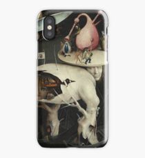 Hieronymus Bosch - The Garden Of Earthly Delights Art Fragment Painting: eden, hell, beauty, adam, retro animals, birds, cool love, trendy gift, celebration, vintage monster, doodle, birthday, fantasy iPhone Case