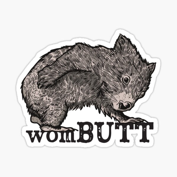 Vista previa del artículo con la obra «Funny Wombat Pun - Wombutt», diseñado y vendido por TrendyWizard.