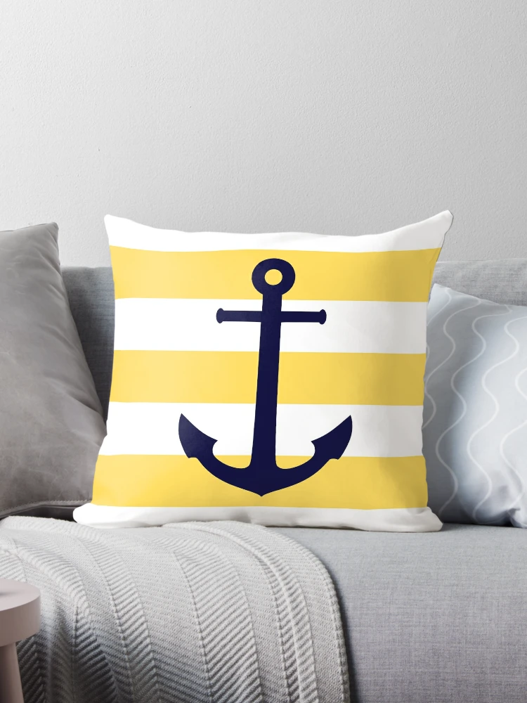 CYNLON Modern Coastal Yellow Herringbone Blue Nautical Elegant