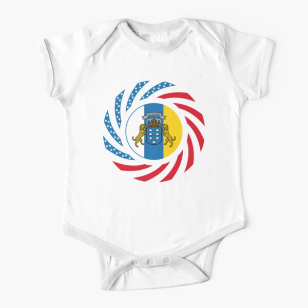 Canarian American Multinational Patriot Flag Series Short Sleeve Baby One-Piece