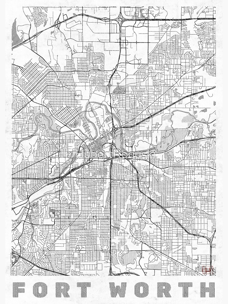Thumbnail 3 of 3, Poster, Fort Worth Map Line designed and sold by HubertRoguski.