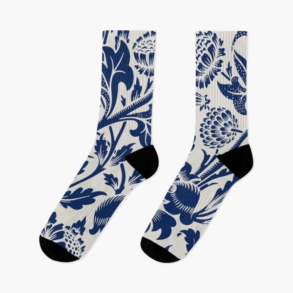 Item preview, Navy blue floral pattern designed and sold by Cutees-designs.