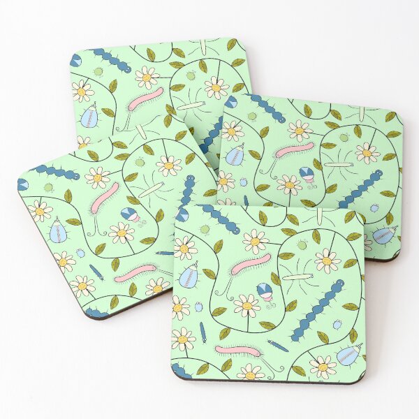 Item preview, Cute Insects and Grumpy Flowers on Green designed and sold by fogoosherie.