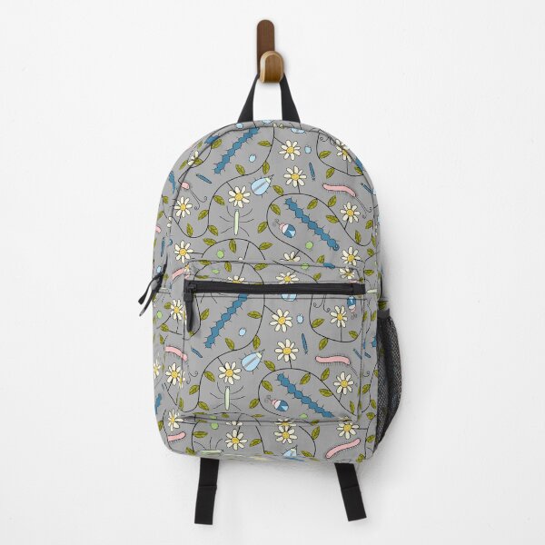 Item preview, Cute Insects and Grumpy Flowers on Grey designed and sold by fogoosherie.