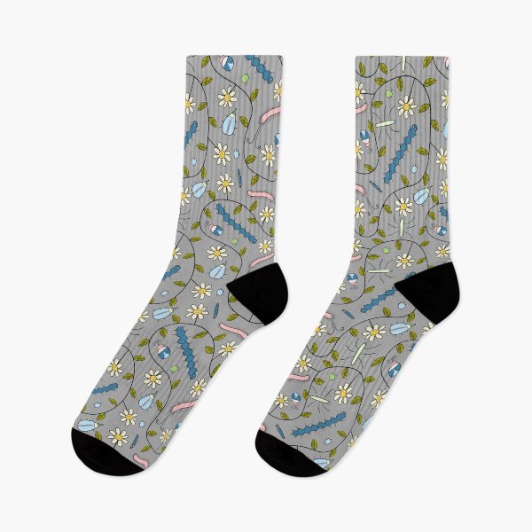 Item preview, Cute Insects and Grumpy Flowers on Grey designed and sold by fogoosherie.