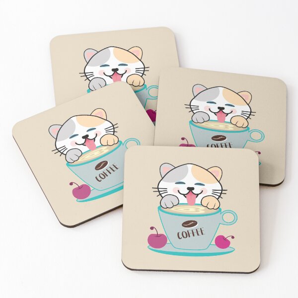Item preview, Cute coffee lover cat - coffee-colored background designed and sold by catnbloom.