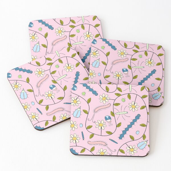 Item preview, Cute Insects and Grumpy Flowers on Pink designed and sold by fogoosherie.