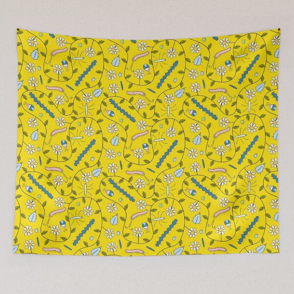 Item preview, Cute Insects and Grumpy Flowers on Yellow designed and sold by fogoosherie.