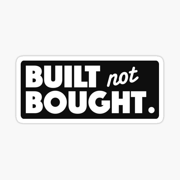 100mm Scroll Cut out Sticker Black & White Built not Bought decal 