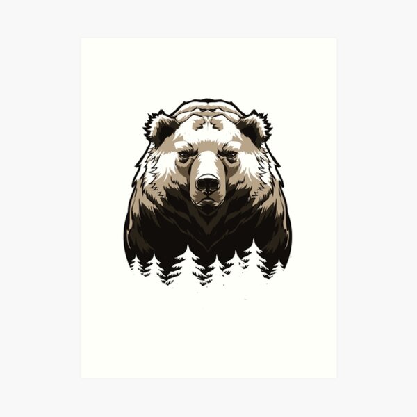 Vintage California Grizzly Bear Illustration, Nature Art Art Print for  Sale by InkedBeasts