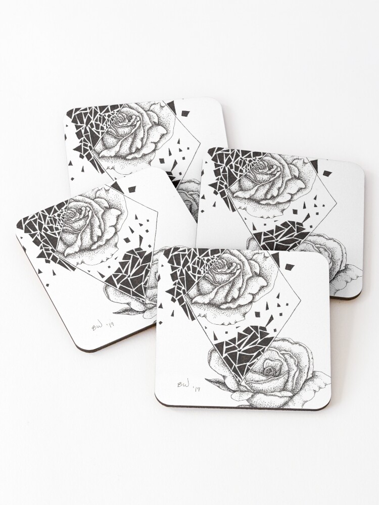 Thumbnail 1 of 5, Coasters (Set of 4), Broken Roses designed and sold by BreenaMoon.