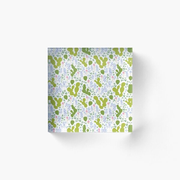 Bluebonnets and Cacti Acrylic Block