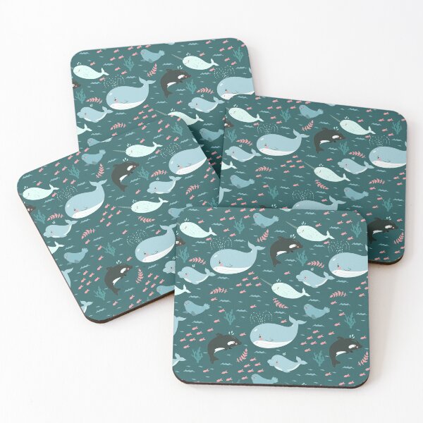 Item preview, pattern with cute sea animals designed and sold by burbura.