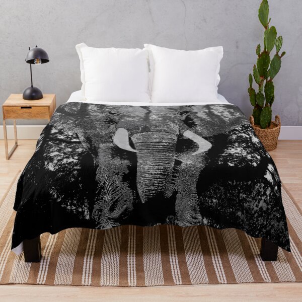 Item preview, ELEPHANT AND TREE LIMBS INCOGNITO SAFARI BLACK AND WHITE designed and sold by Overthetopsm.