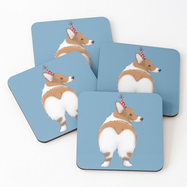 Item preview, Cute Corgi Butt Drawing | Corgi Wearing a Birthday Hat designed and sold by ElysianCreation.