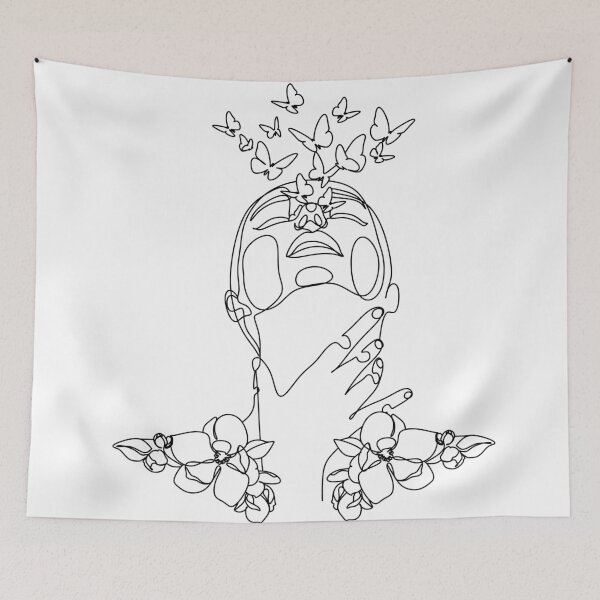 Item preview, Woman with butterfly, Scandinavian print, Scandinavian, Nordic, Trendy print, Styled, Scandinavian art, Modern art, Wall art, Print, Minimalistic, Modern Poster designed and sold by OneLinePrint.