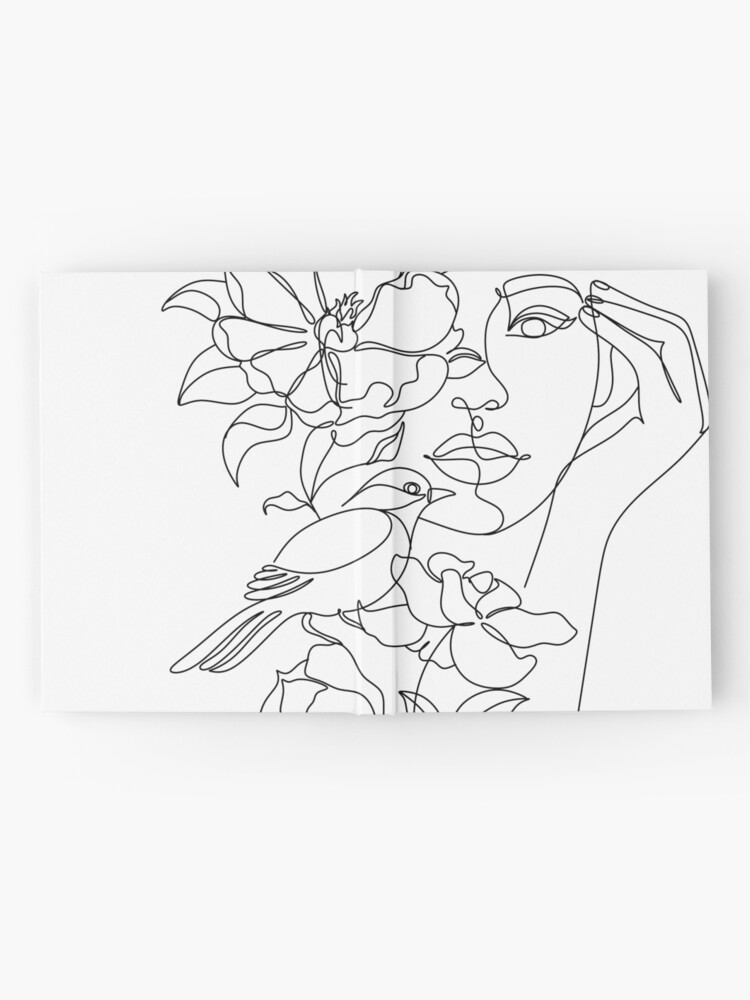 Abstract Floral Line Art Journal, Minimalist Line Drawing