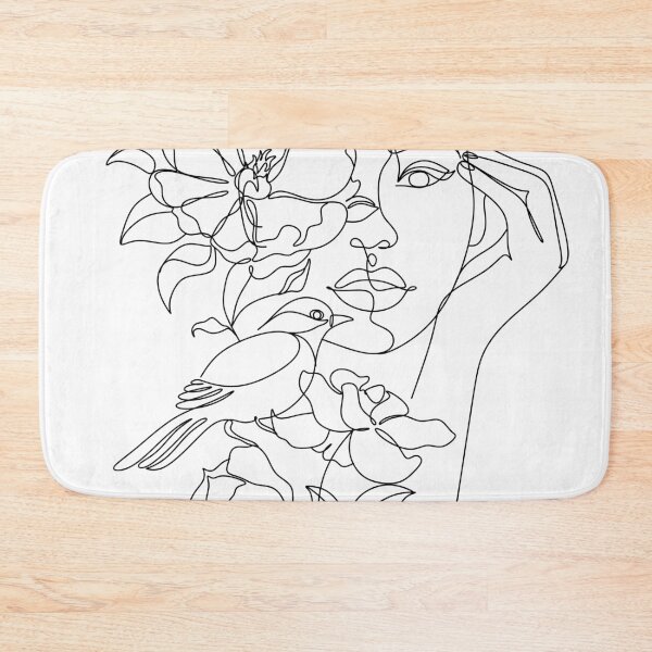 Item preview, Flower in woman head. Line illustration. Line drawing. One line. Nature face. Nature cosmetics. Flower icon. Minimalist print. One Line Black White Drawing Artwork, Minimalist Couple Art, Minim designed and sold by OneLinePrint.