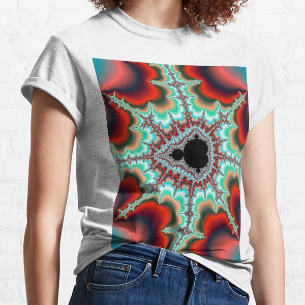 Mandelbrot Fractal with Bright Neon Colored Spikes Classic T-Shirt