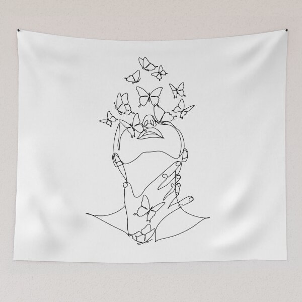 Item preview, Woman, Girl, Butterflie, Fashion art, Fashion print, Scandinavian art, Modern art, Wall art, Print, Minimalistic, Modern Poster, Lips print designed and sold by OneLinePrint.
