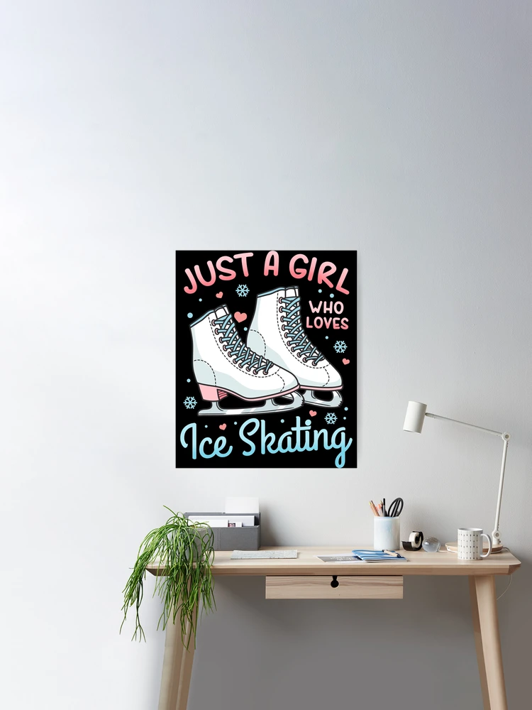 ANFRJJI Figure Skating Wall Decal with 6 Girls Skater Stickers and Never Give Up Quote - Ice Skating Wall Art for Sports Bedroom - Removable PVC