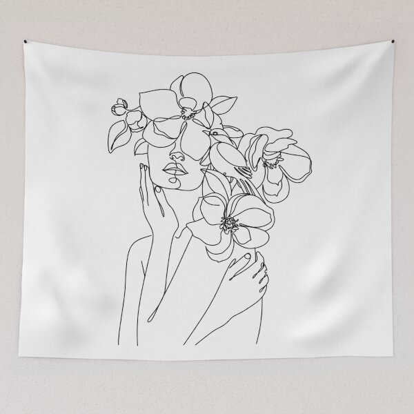 Item preview, Woman, Girl, Flower print, Flower Head, Scandinavian art, Fashion art, Fashion print, Modern art, Wall art, Print, Minimalistic, Modern designed and sold by OneLinePrint.