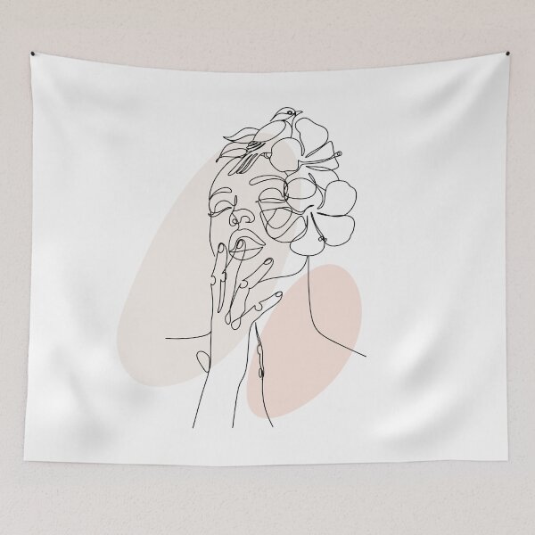 Item preview, Woman, Girl, Flower print, Flower Head, Scandinavian art, Fashion art, Fashion print, Modern art, Wall art, Print, Minimalistic, Modern designed and sold by OneLinePrint.