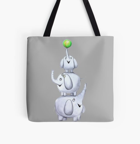 "cute elephants climbing on each other" All Over Print Tote Bag