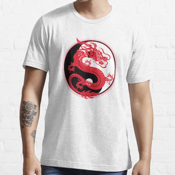 Nouveau Imprimé T-shirt avec Yin Yang Dragon symbole 100% coton 