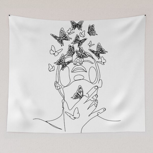 Item preview, Minimal Line Art Woman with Butterflies, Woman, Girl, Butterflie, Fashion art, Fashion print, Scandinavian art, Modern art, Wall art, Minimalistic, Modern  designed and sold by OneLinePrint.