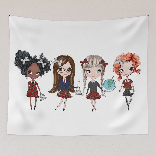 Item preview, School girls girly illustration designed and sold by Lalanacliparts.