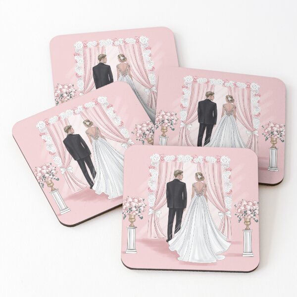 Item preview, Wedding illustration in pink tones designed and sold by Lalanacliparts.