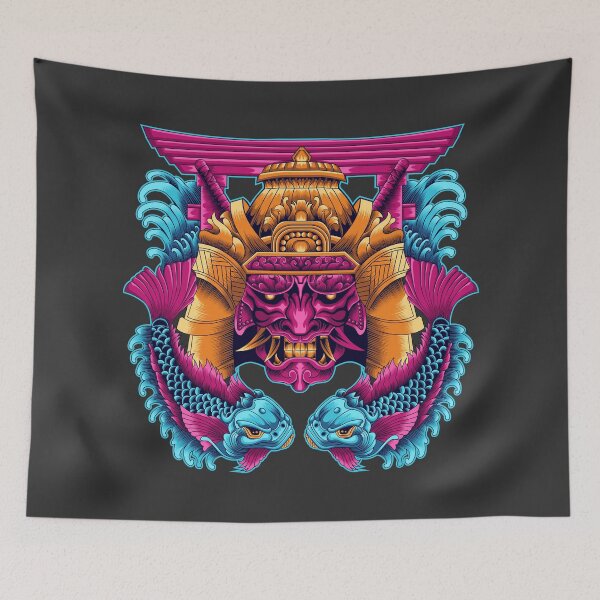 Item preview, Hannya Mask Samurai with japanese fish designed and sold by Marciano Graphic.