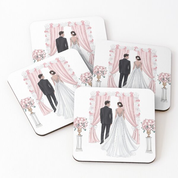 Item preview, Wedding illustration in pink color designed and sold by Lalanacliparts.