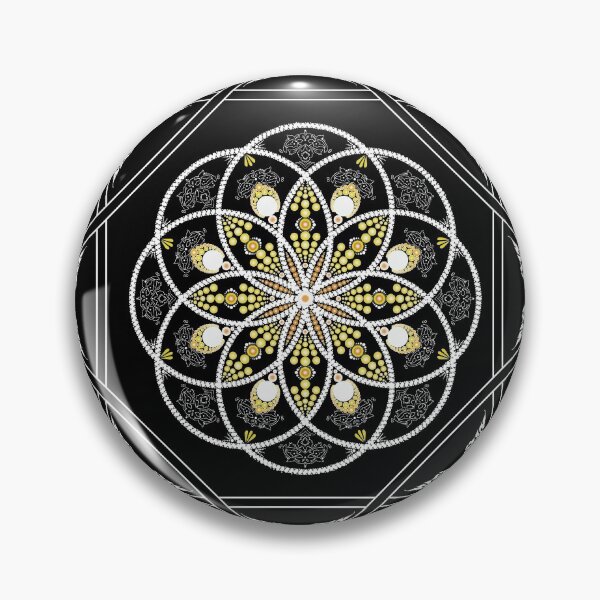 Item preview, Mandala Dotted Sacred Geometric Flower Pattern Zentagle Snowfall Chinese Characters Radial Art Therapy  designed and sold by Tannumoni.