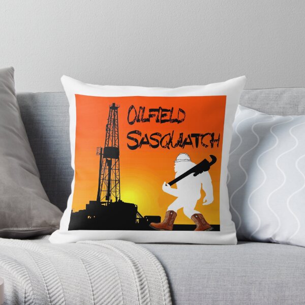 Oilfield Sasquatch Throw Pillow