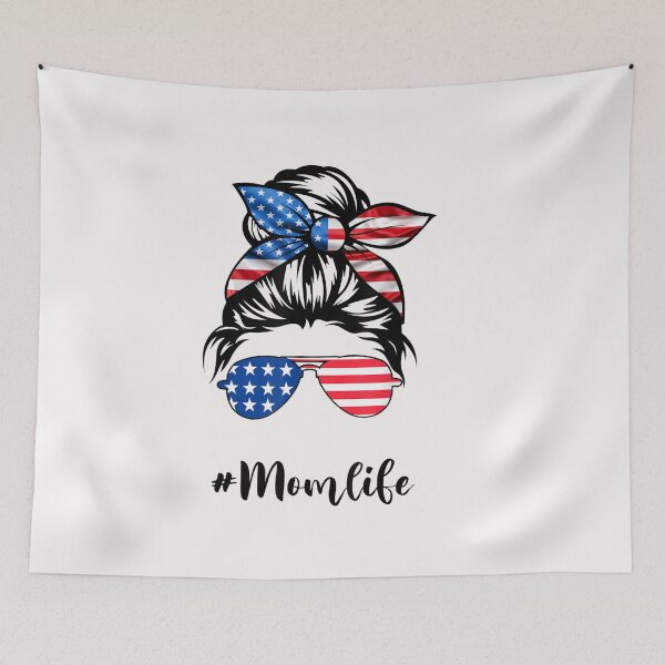 Item preview, Mom Life Messy Hair Bun America Flag Mothers Day Gift 4th Of July Shirt Women Men Gift designed and sold by Season43.