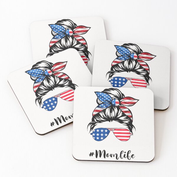Item preview, Mom Life Messy Hair Bun America Flag Mothers Day Gift 4th Of July Shirt Women Men Gift designed and sold by Season43.