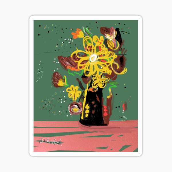 Crazy Flowers Yellow Sticker