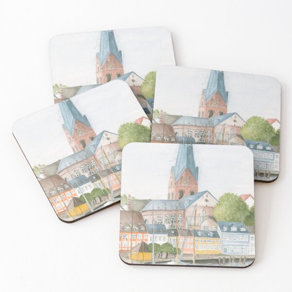 Item preview, City watercolor painting Flensburg by Ursula Noebbe designed and sold by UrsulaNoebbe.