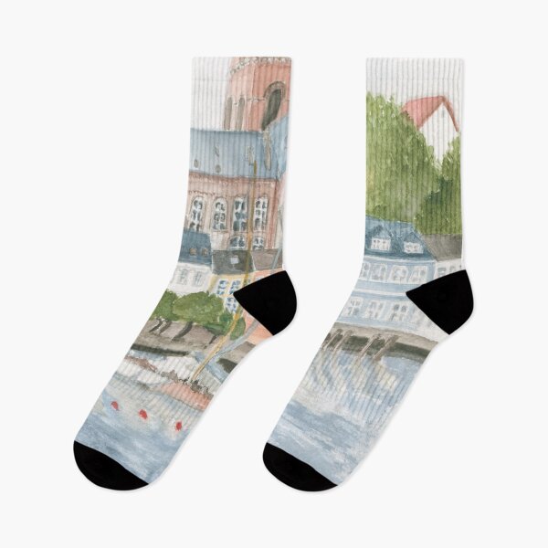 Item preview, City watercolor painting Flensburg by Ursula Noebbe designed and sold by UrsulaNoebbe.